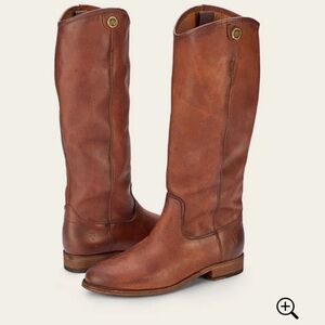 Brown Leather Knee-High Boots Melissa Button